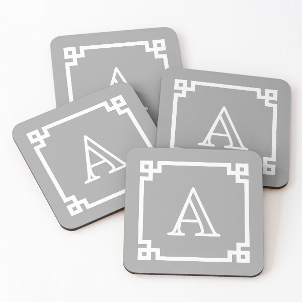 Item preview, White Monogram A In A White Greek Key Square designed and sold by rewstudio.