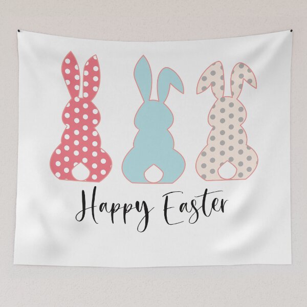Item preview, Happy Easter with 3 Easter Bunnies designed and sold by Missing In Art.