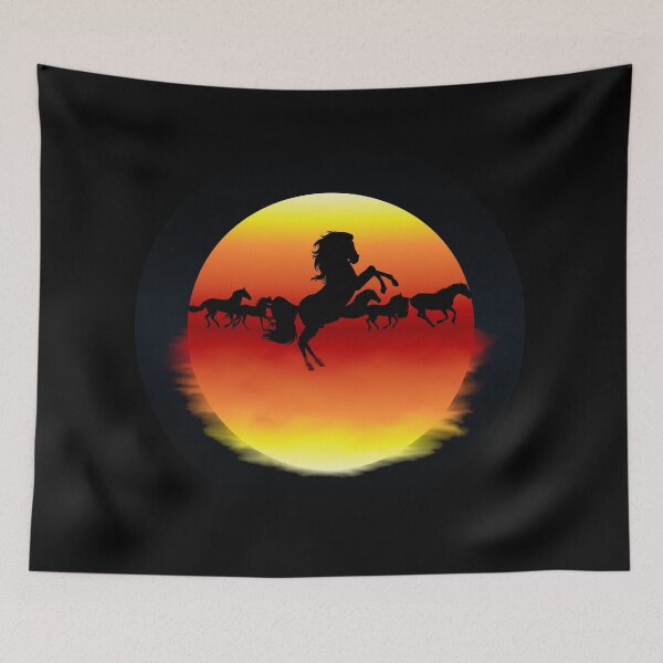 Item preview, Horse silhouettes against the sunset designed and sold by BiekerDesign.