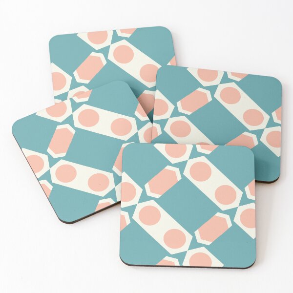 Item preview, Geometric Pattern Block | Minimal Design | Teal and Beige designed and sold by The Bubble 1307.