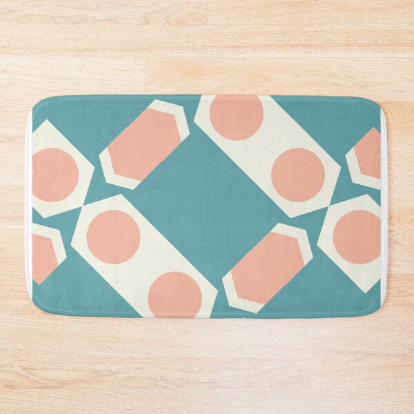 Item preview, Geometric Pattern Block | Minimal Design | Teal and Beige designed and sold by The Bubble 1307.