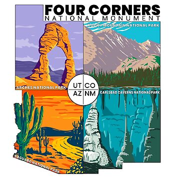 Artwork thumbnail, Four Corners National Monument with National Parks by KrisSidDesigns