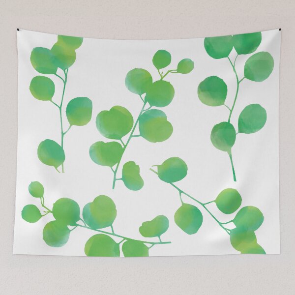 Item preview, Green Watercolor Eucalyptus Leaves Pattern designed and sold by idovedesign.