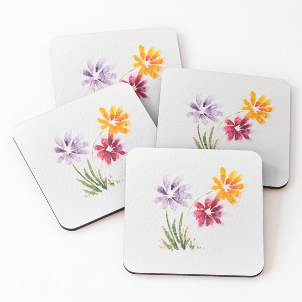 Item preview, Pink Purple Orange Daisies Textured Watercolor designed and sold by LillybellDesign.