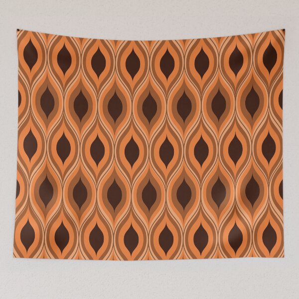 Item preview, Retro Mid Century Modern Ogee Pattern in orange and brown  designed and sold by Yasminepatterns .