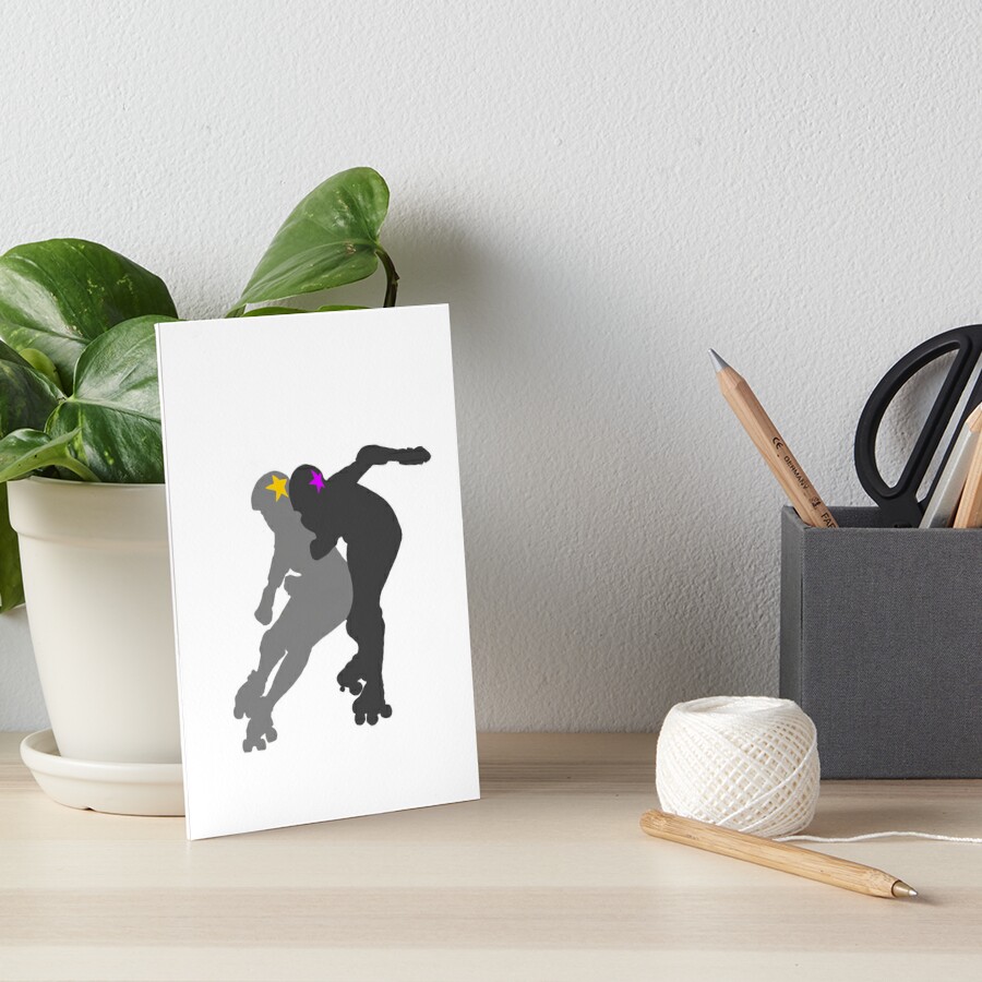 Roller Derby Jammers In Action Silhouette Art Board Print By Sci Art Cafe Redbubble 