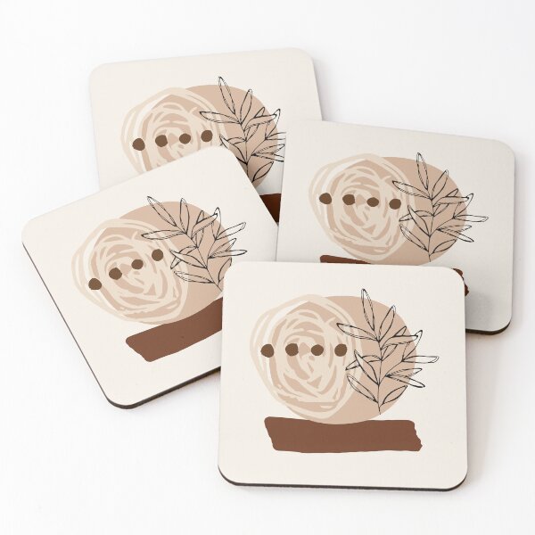 Item preview, Minimal Modern  Abstract  Circle Shapes  Black leaf Warm Tones  Design designed and sold by zedonee.