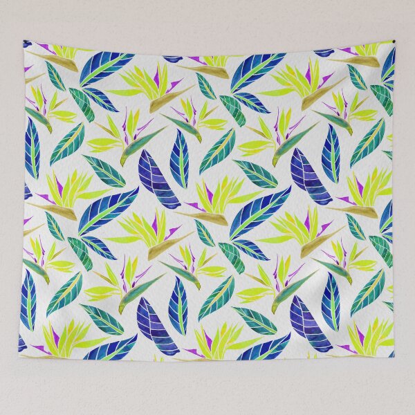 Item preview, Birds of Paradise Pattern - Lime Green and Navy Blue designed and sold by Jesslarsonart.