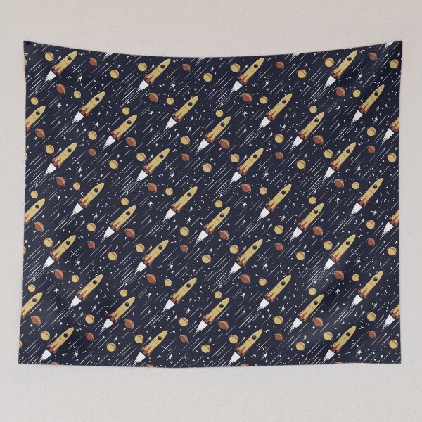 Item preview, The space illustration of the ship, planets, stars and a meteorite designed and sold by Rasveta.