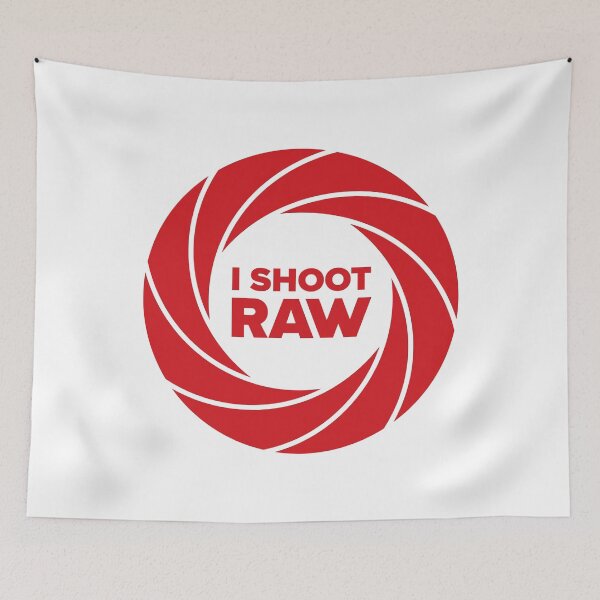 Item preview, I Shoot Raw Aperture Ring - Photography Design (Red on White) designed and sold by STUDIO-72.