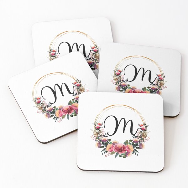 Item preview, Monogram with Pink Floral | Monogram Letter M designed and sold by JustSeasons.