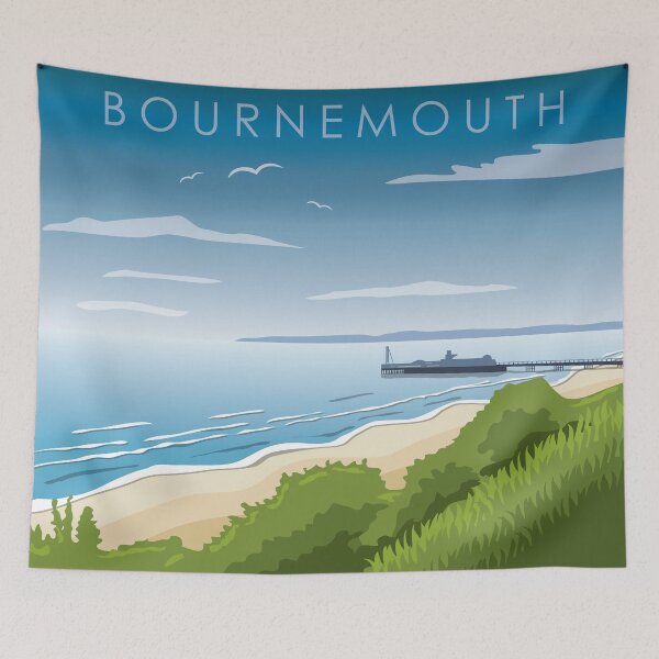 Item preview, Bournemouth beach and pier illustration designed and sold by Gerald Waters.