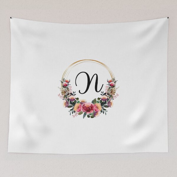 Item preview, Monogram with Pink Floral | Monogram Letter N designed and sold by JustSeasons.