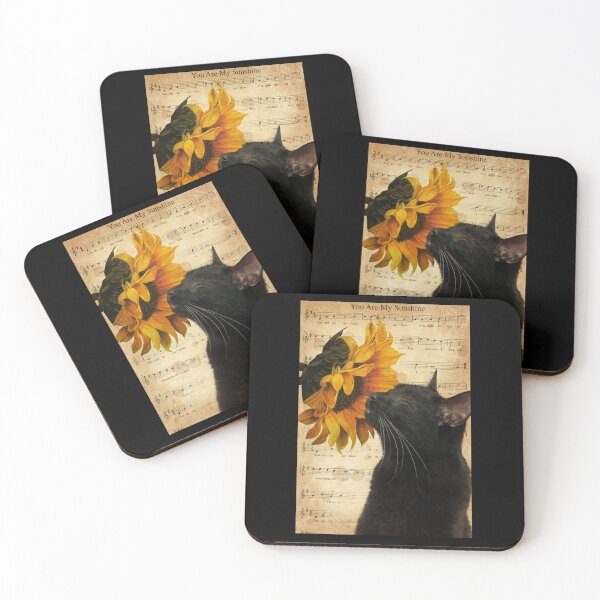 Item preview, Black Cat Smell Sunflower You Are My Sunshine Lyrics - Black Cat With Sunflower You Are My Sunshine Lyrics designed and sold by PaulaSpringArt.