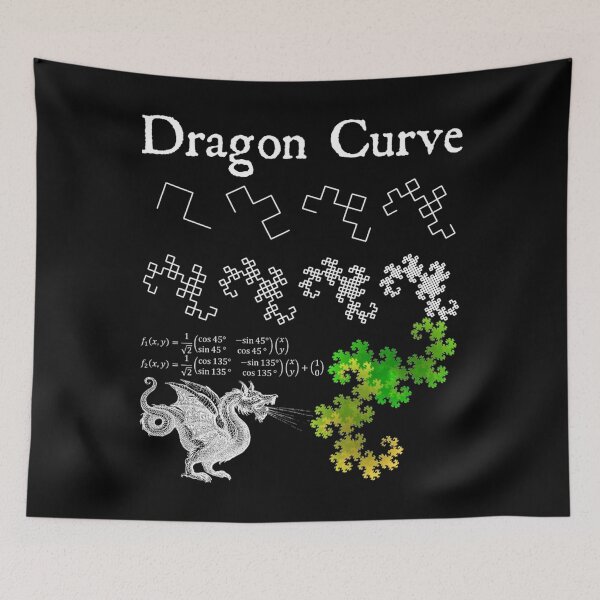Aperçu de l'œuvre Nerdy Dragon Curve Fractal Chaos Physique Professeur de Mathématiques Geek de Mathématiques . créée et vendue par looimvkirk7z.