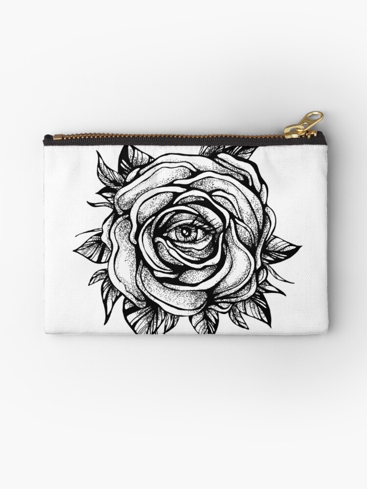 Bolsos de mano «Tatuaje negro Flor de rosa con el ojo» de coconut-forest |  Redbubble