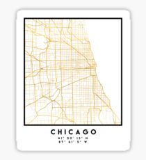 CHICAGO ILLINOIS CITY STREET MAP ART Sticker