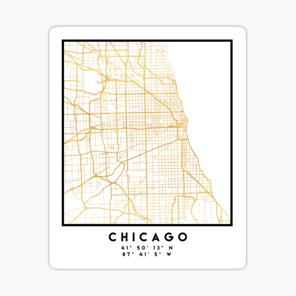 CHICAGO ILLINOIS CITY STREET MAP ART Sticker