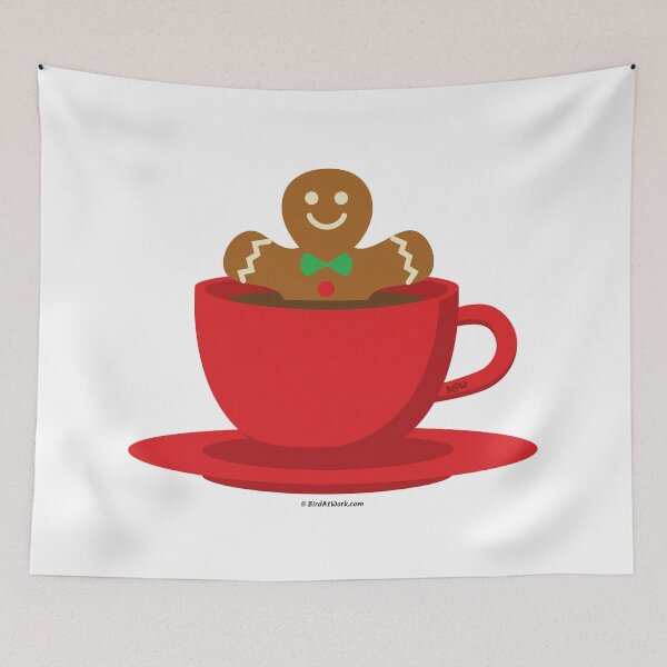 Item preview, Gingerbread Man Relaxing In A Hot Chocolate Red Cup designed and sold by BirdAtWork.