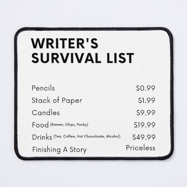 Item preview, Writer's Survival List - Black Text designed and sold by TheKnightWriter.