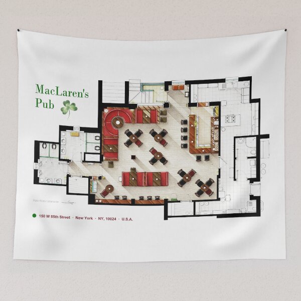 Item preview, Floorplan of MacLaren's Pub from HOW I MET YOUR MOTHER designed and sold by TV Floorplans & More.