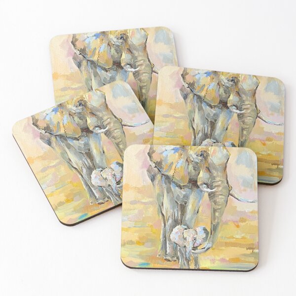 Item preview, Elephant with baby elephant. Oil painting. designed and sold by Elena Reutova.