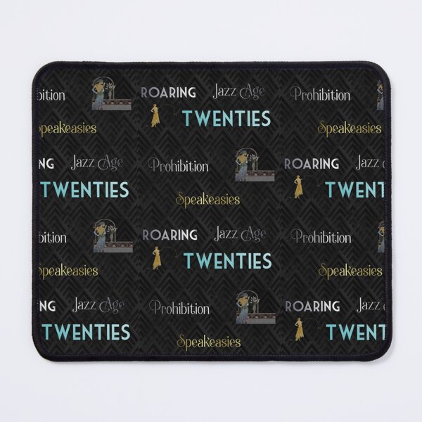 Item preview, Prohibition, SPEAKEASIES, Roaring Twenties, Jazz Age - All-Over print on black Art Deco Tile Graph designed and sold by Gordon-Store.