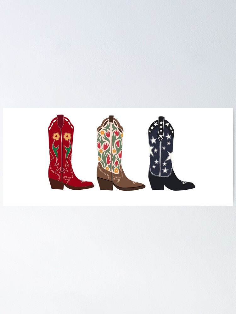“Red, green, blue cowgirl boots” Poster for Sale by ahebert99 | Redbubble