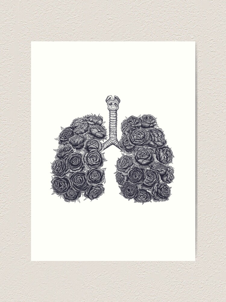 Alternate view of Lungs with peonies Art Print