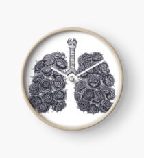 Lungs with peonies Clock