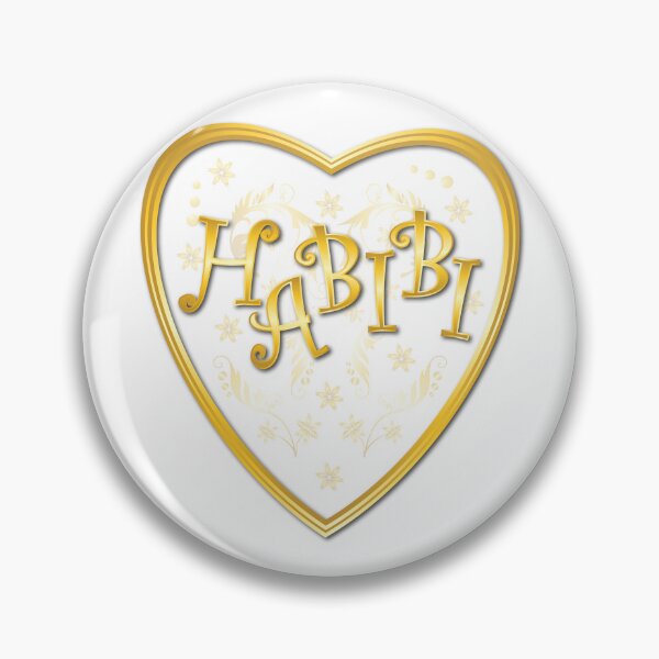 Item preview, habibi text with golden heart frame designed and sold by ZieProject.