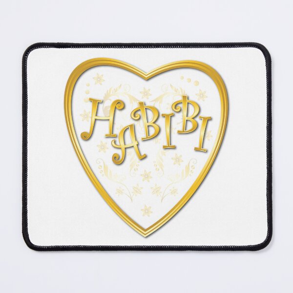 Item preview, habibi text with golden heart frame designed and sold by ZieProject.