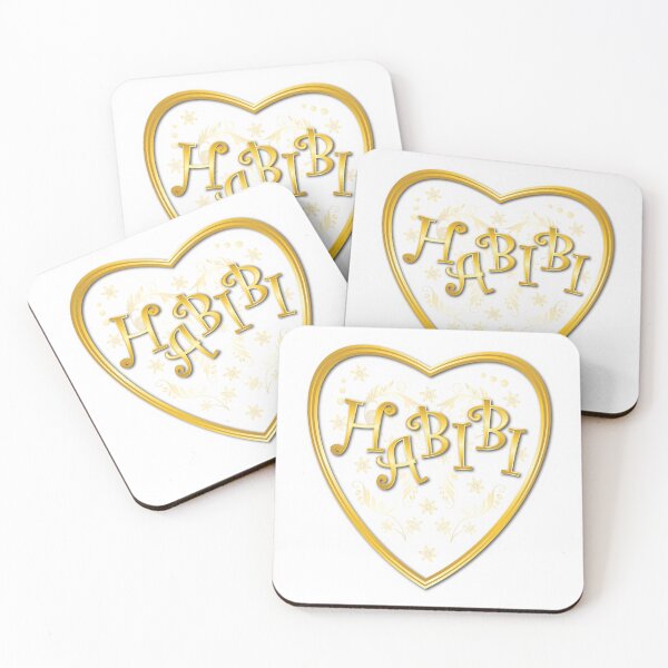 Item preview, habibi text with golden heart frame designed and sold by ZieProject.