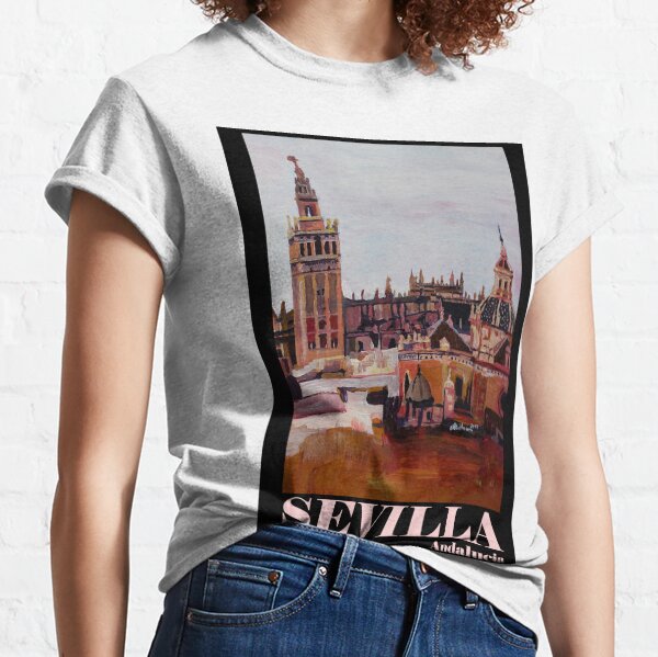 Sevilla Skyline en Andalusien Spanien mit Giralda Camiseta clásica