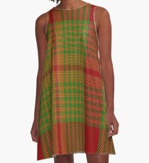 01580 Antigua & Barbuda District Tartan A-Line Dress