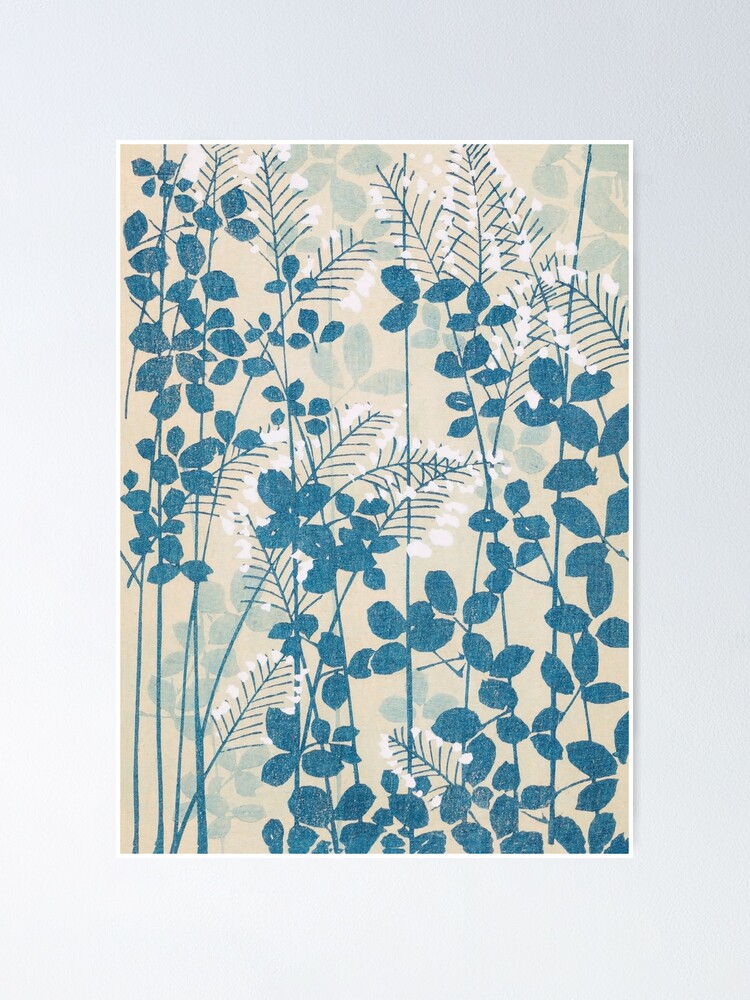 Blue Vintage Japanese Floral Wall Mural