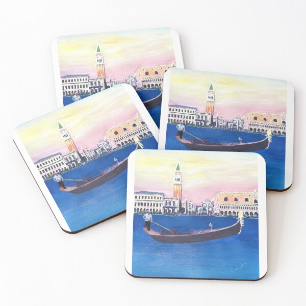 Item preview, Venice Italy Gondola on the Grand Canal with San Marco - Retro Poster designed and sold by artshop77.