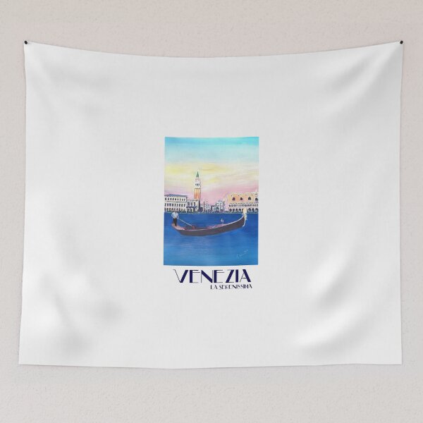 Item preview, Venice Italy Gondola on the Grand Canal with San Marco - Retro Poster designed and sold by artshop77.