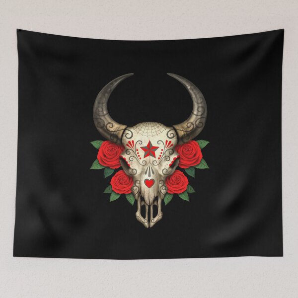 Item preview, Bull Sugar Skull with Red Roses designed and sold by JeffBartels.