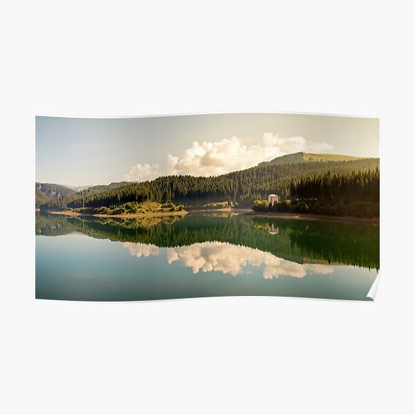 Detail of a panorama photo from lake Bolboci, Romania Poster