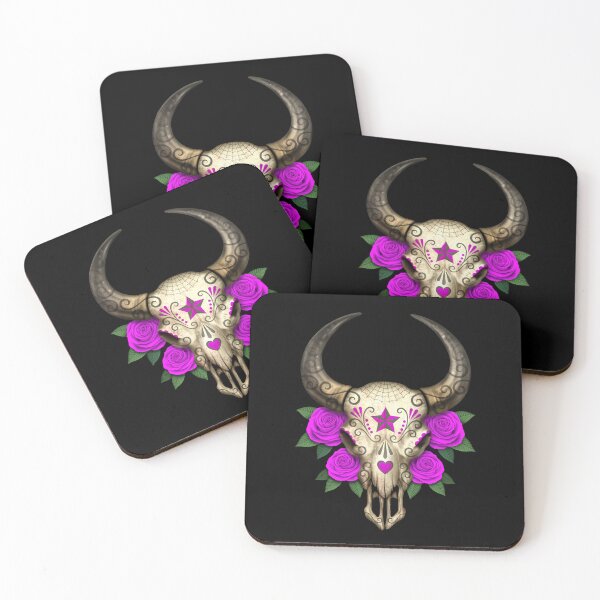 Item preview, Bull Sugar Skull with Purple Roses designed and sold by JeffBartels.