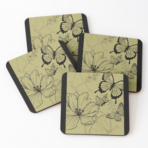 Item preview, Stylized Flowers & Butterfly Line Drawing Design designed and sold by EarthArtDesigns.