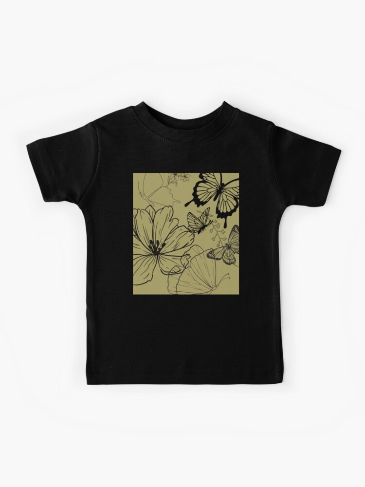 Stylized Flowers & Butterfly Line Drawing Design