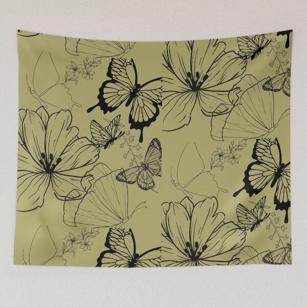 Item preview, Stylized Flowers & Butterfly Line Drawing Design designed and sold by EarthArtDesigns.