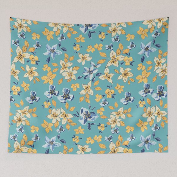 Item preview, White and Blue Autumn Flowers  designed and sold by Eve :).