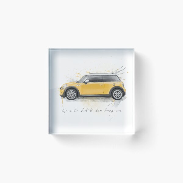 Item preview, Mini retro car watercolor painting. Motivational quote. Life to short to drive boring cars designed and sold by RenattaZare.