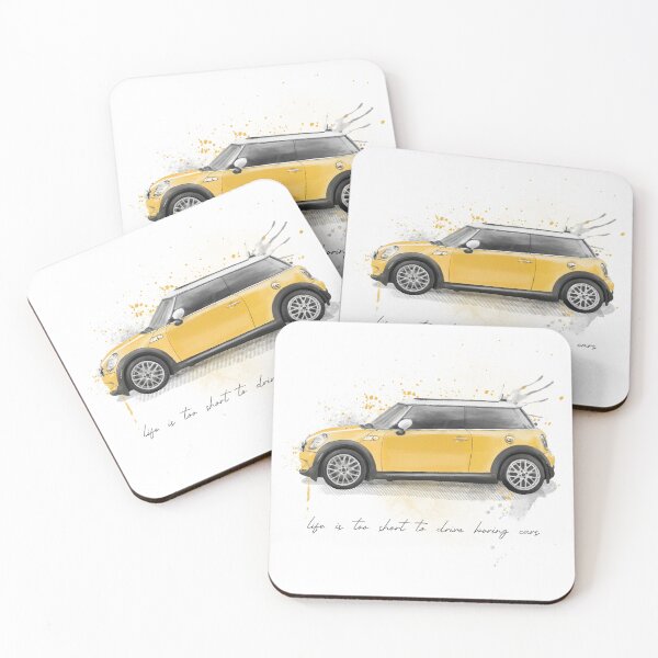 Item preview, Mini retro car watercolor painting. Motivational quote. Life to short to drive boring cars designed and sold by RenattaZare.