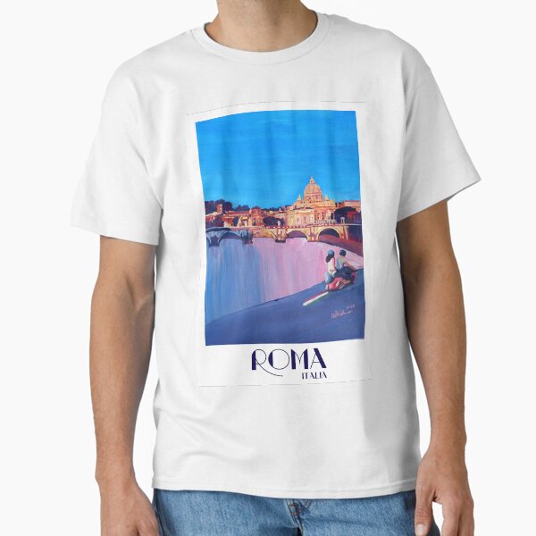 Item preview, Rome scene with scooter and view on Vatican with dome of St. Peter - retro poster designed and sold by artshop77.