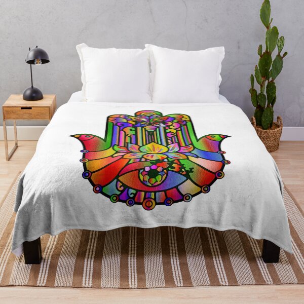 Aperçu de l'œuvre Main de Hamsa Fatima Yoga coloré traditionnel créée et vendue par KoopTroop ⭐⭐⭐⭐⭐.