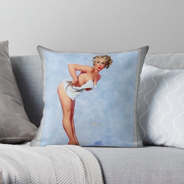 The Scale Doesn't Lie by Gil Elvgren Remastered Vintage Art Xzendor7 Reproductions Throw Pillow
